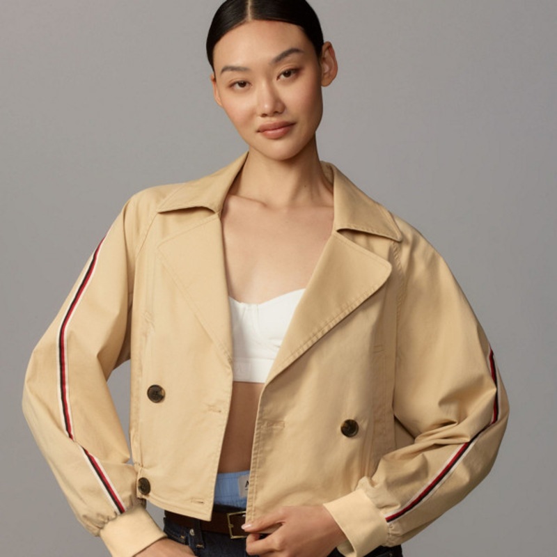 Double-Breasted Cropped Trench Coat