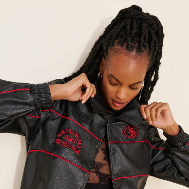 San Francisco 49ers Vegan Leather Racing Jacket