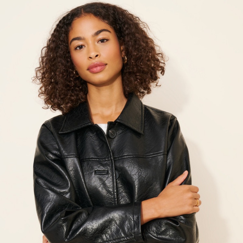 Sydney Oversized Vegan Leather Dad Jacket