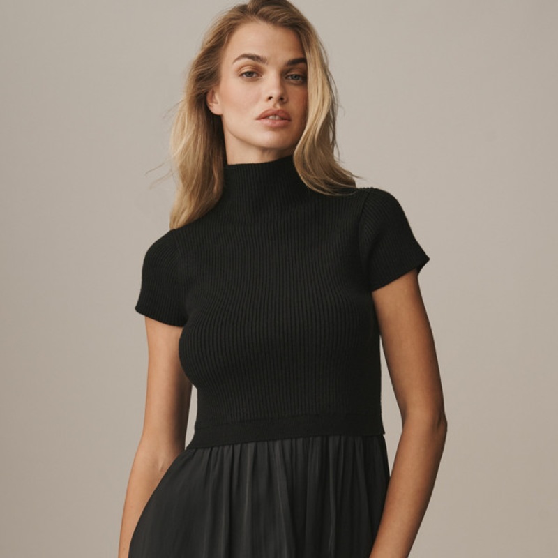 The Thea Twofer Sweater Dress: Short-Sleeve Mini Edition