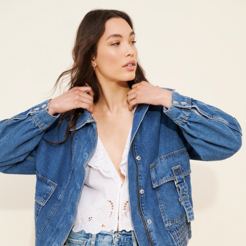 Utility Denim Bomber Jacket