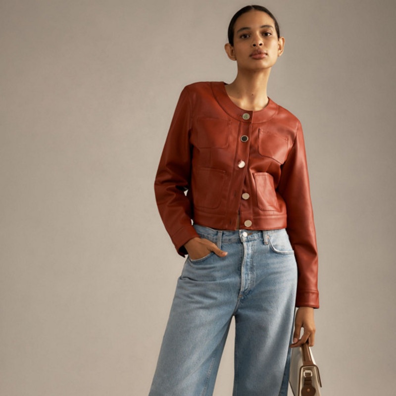 Vegan Leather Patch Pocket Jacket