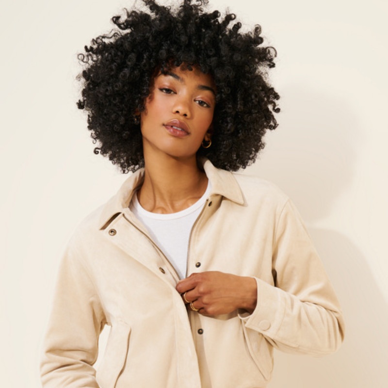 Vegan Suede Bomber Jacket