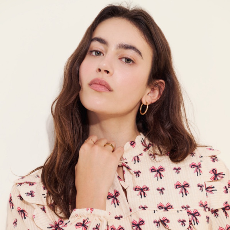 Bow Printed Tongue Blouse