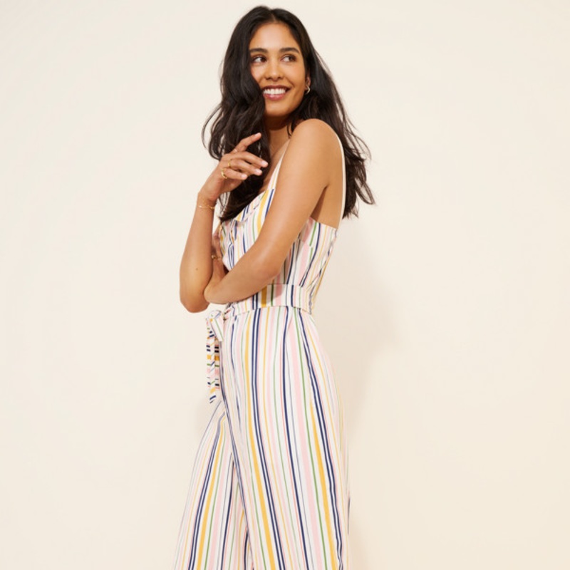 Easy Sleeveless Shirting Jumpsuit