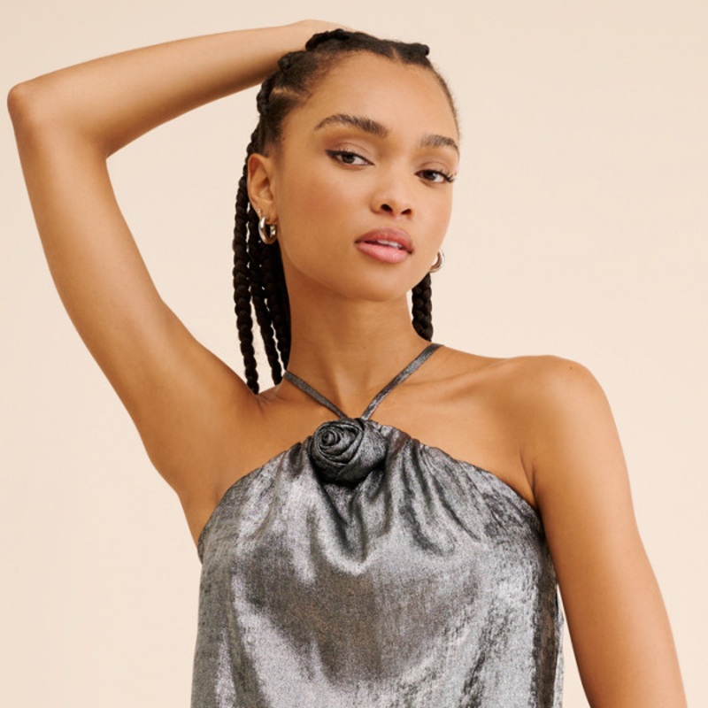 Metallic Rosette Tank