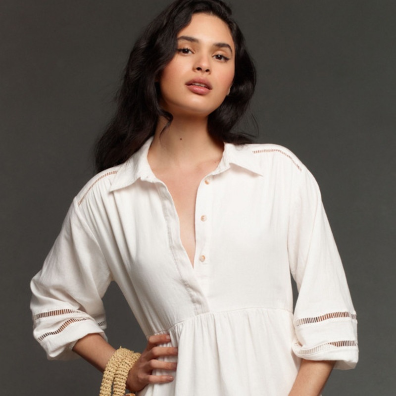 The Bettina Tiered Mini Shirt Dress: Linen Edition
