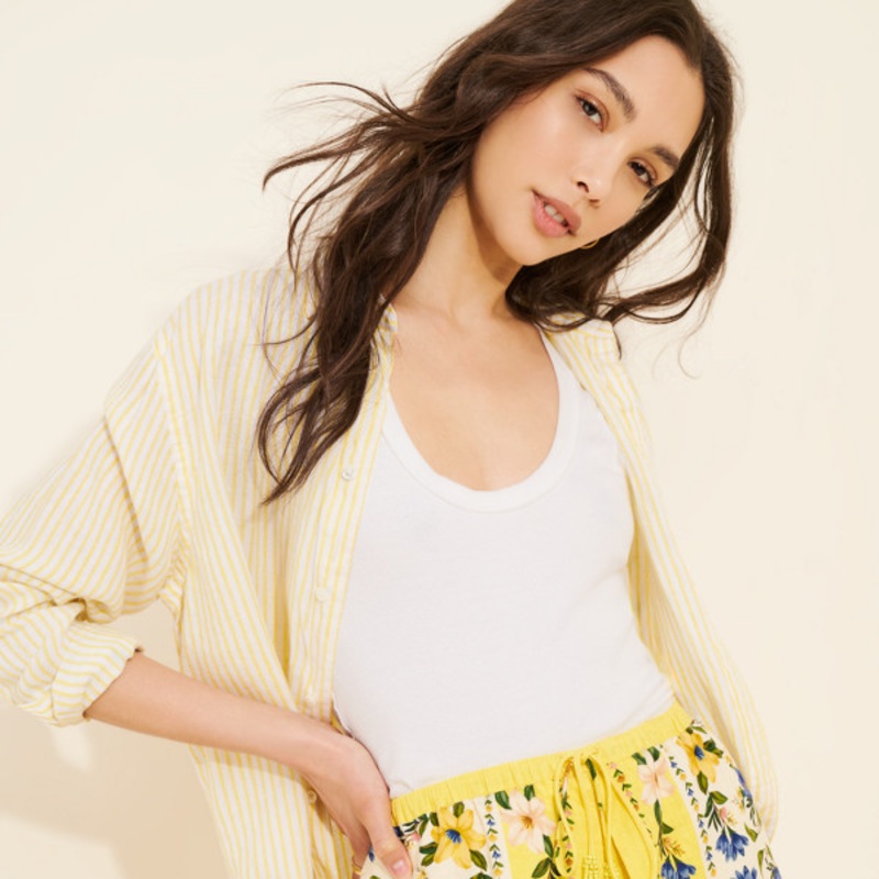 Linen Blend Sunflower Shorts