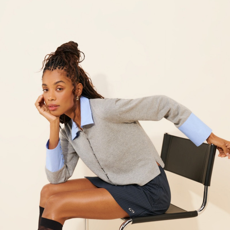 Cotton Cashmere Mixed-Media Sweater