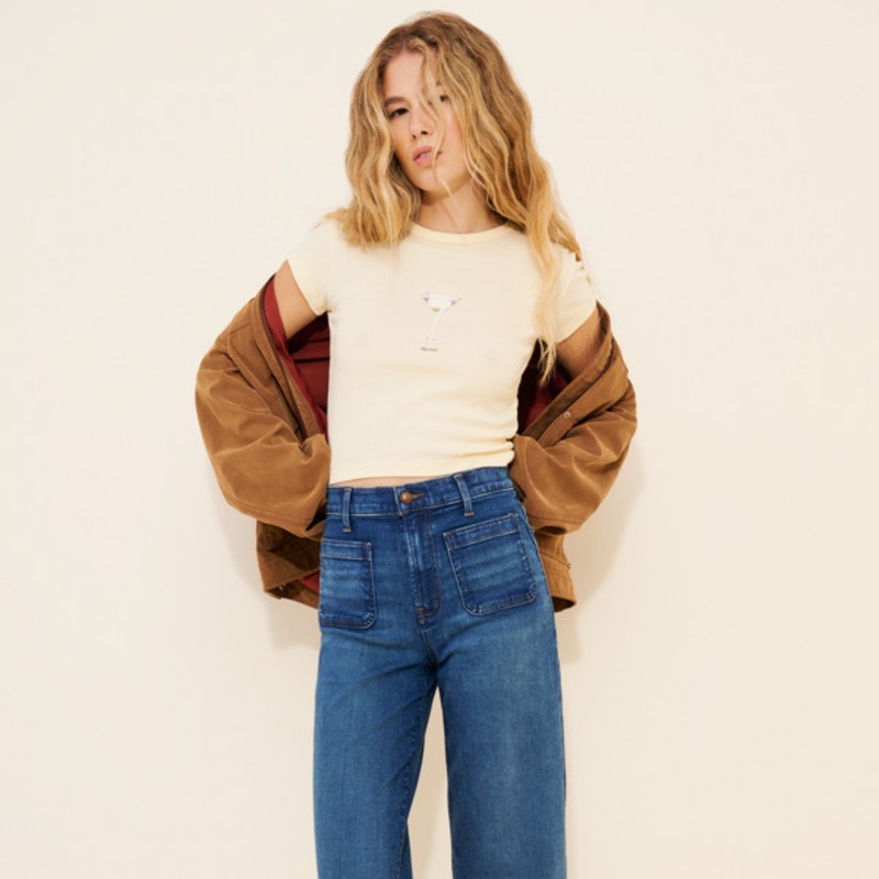 Emmett Wide-Leg Patch Pocket Jeans