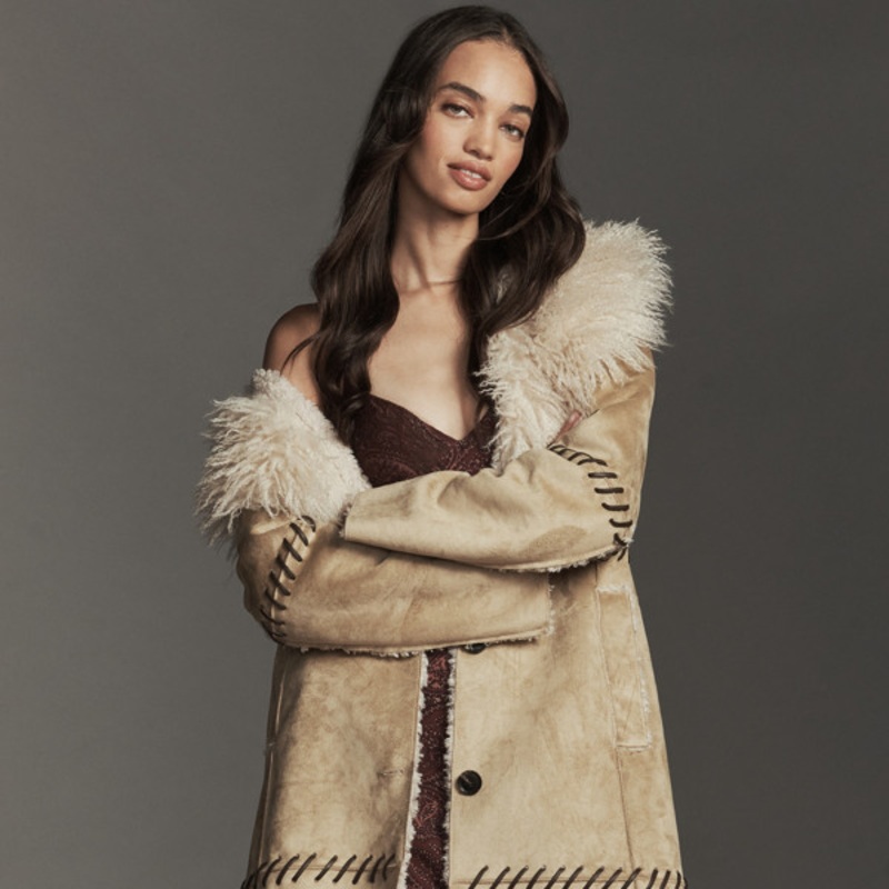 Faux-Suede Longline Coat