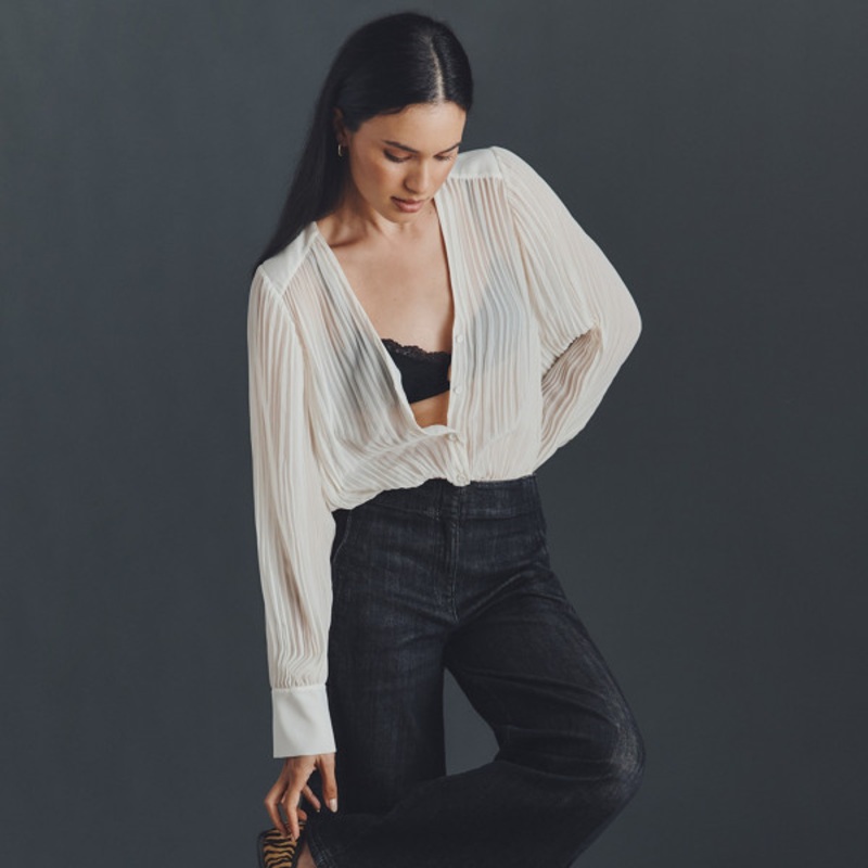 Scallop High-Rise Wide-Leg Jeans