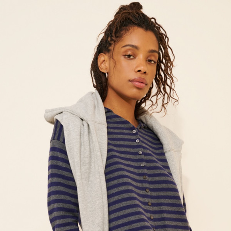 Striped Taylor Rollneck Cardigan Sweater