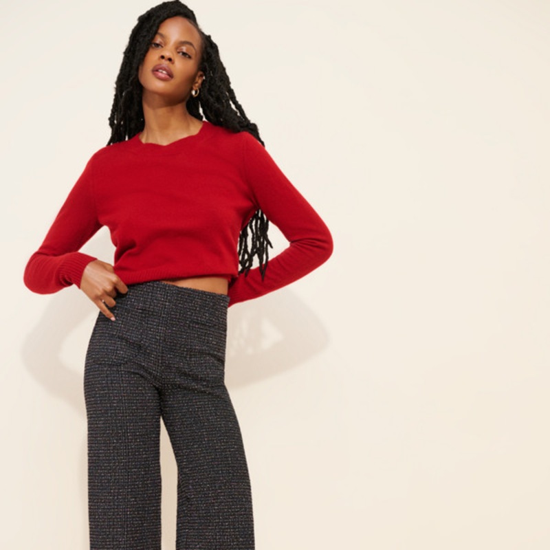 The Colette Ruffled Hem Tweed Pants