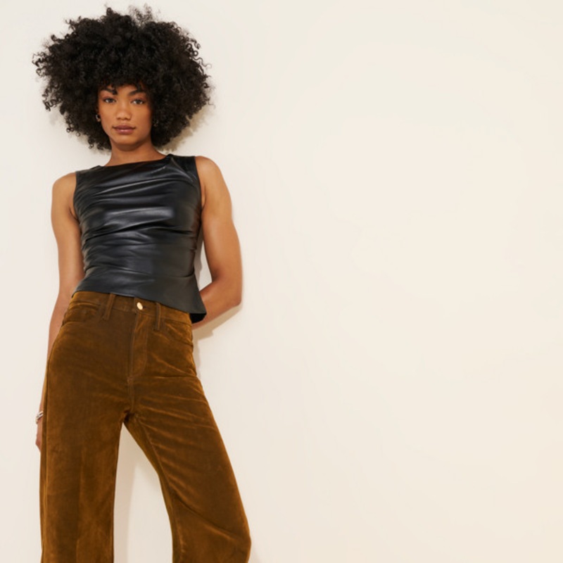 The Mia Wide-Leg Flocked Jeans