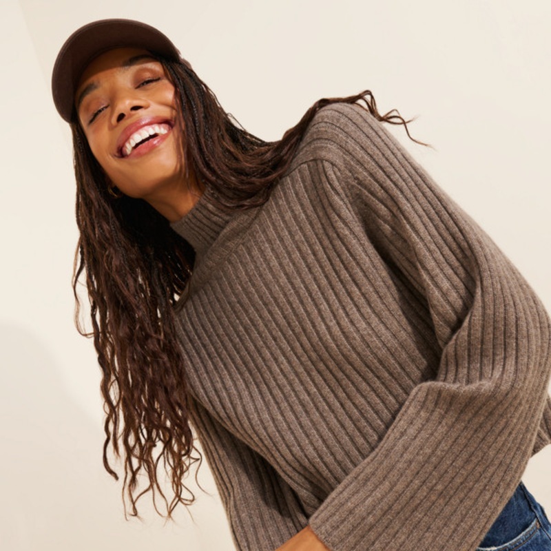 Brooke Cashmere Cropped Turtleneck Sweater