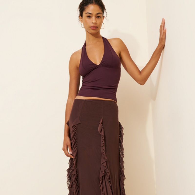Deer Ruffle Maxi Skirt