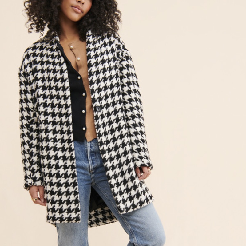 Houndstooth Cocoon Coat
