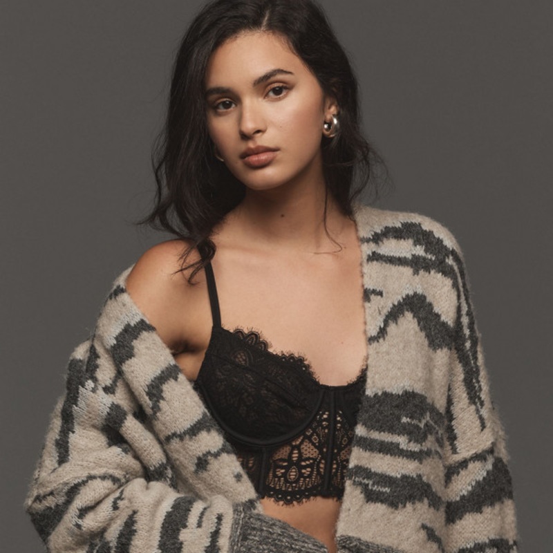 Animal-Print Cardigan Sweater