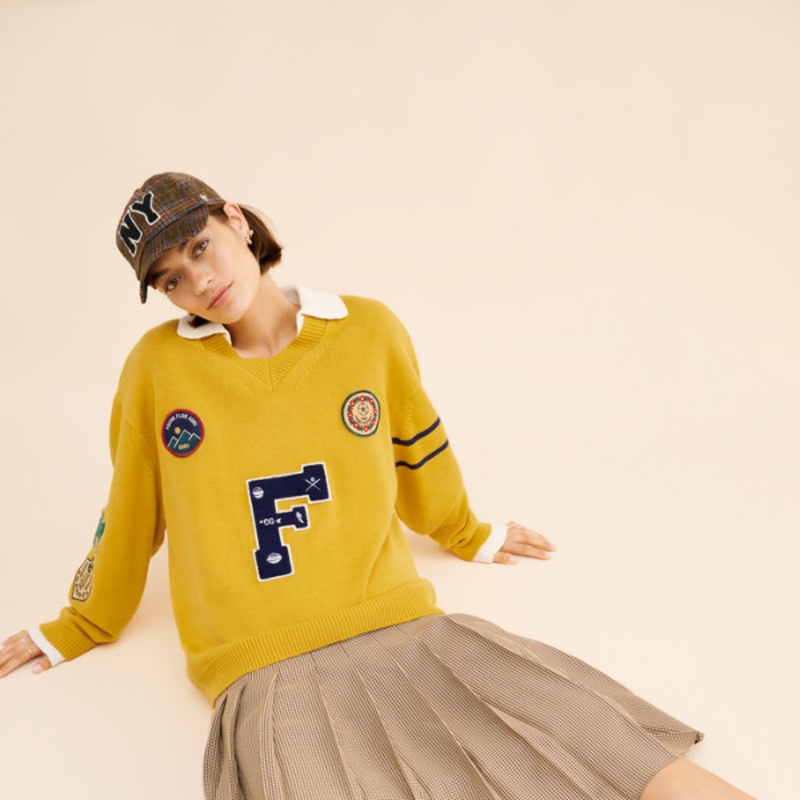 Arrow-Wood Varsity Knit Sweater