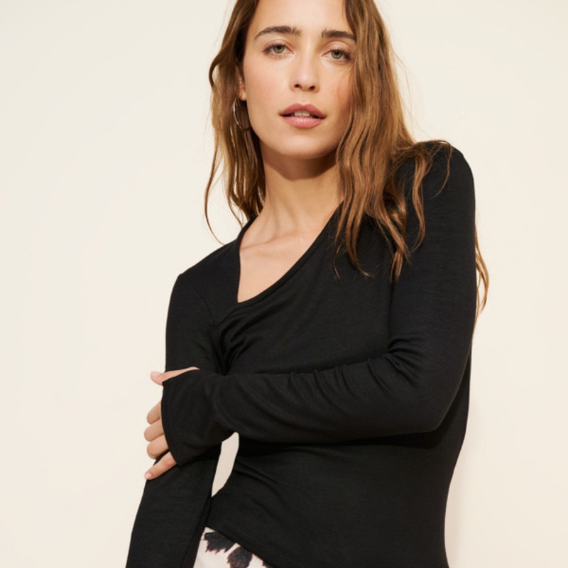 Asymmetric Slash Long Sleeve Top