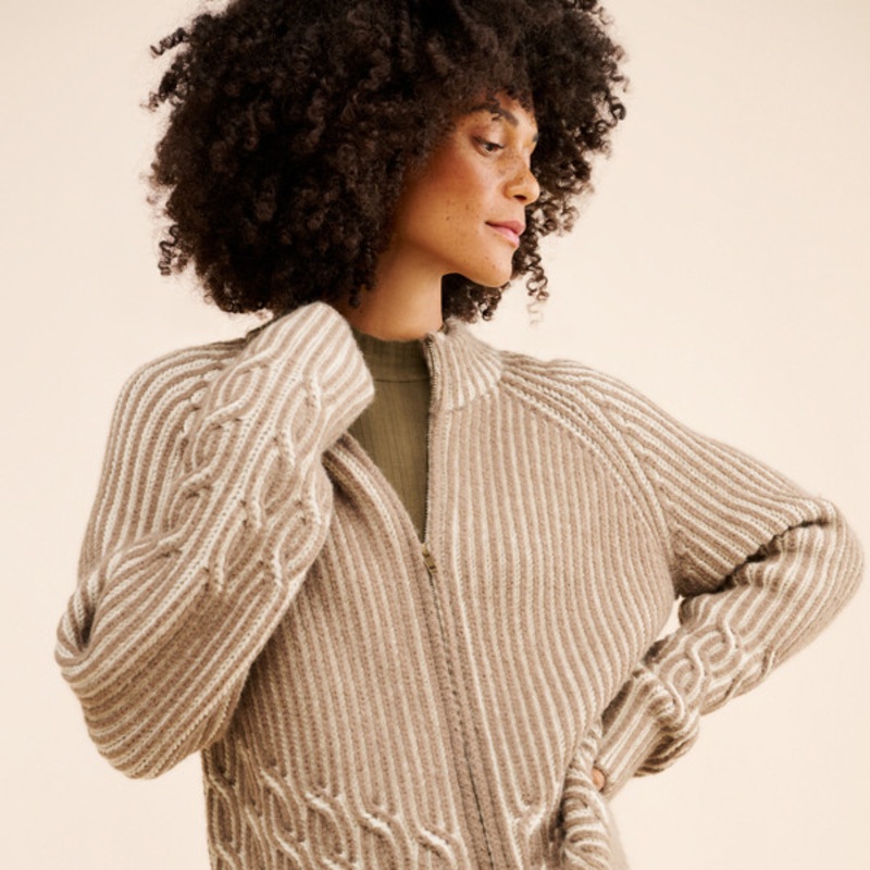 Cable Zip Up Sweater