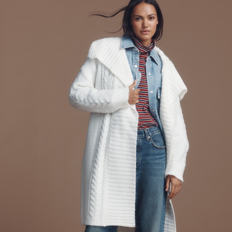 Collared Longline Cardigan Sweater