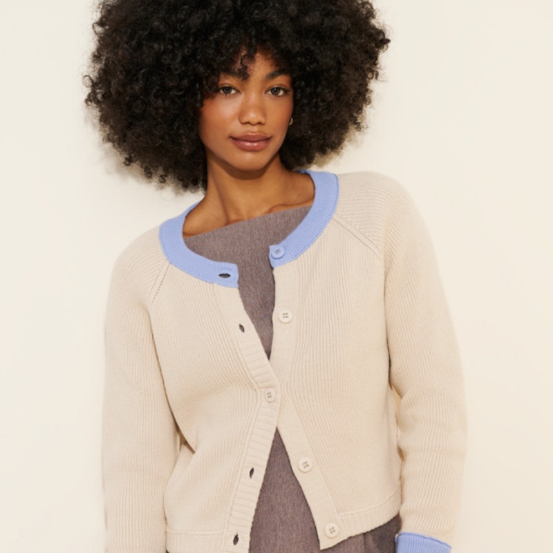 Contrast Collar Cardigan Sweater