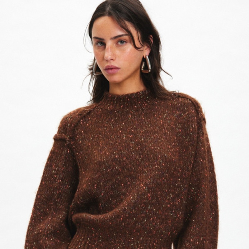 Elise Confetti Knit Mockneck Pullover Sweater