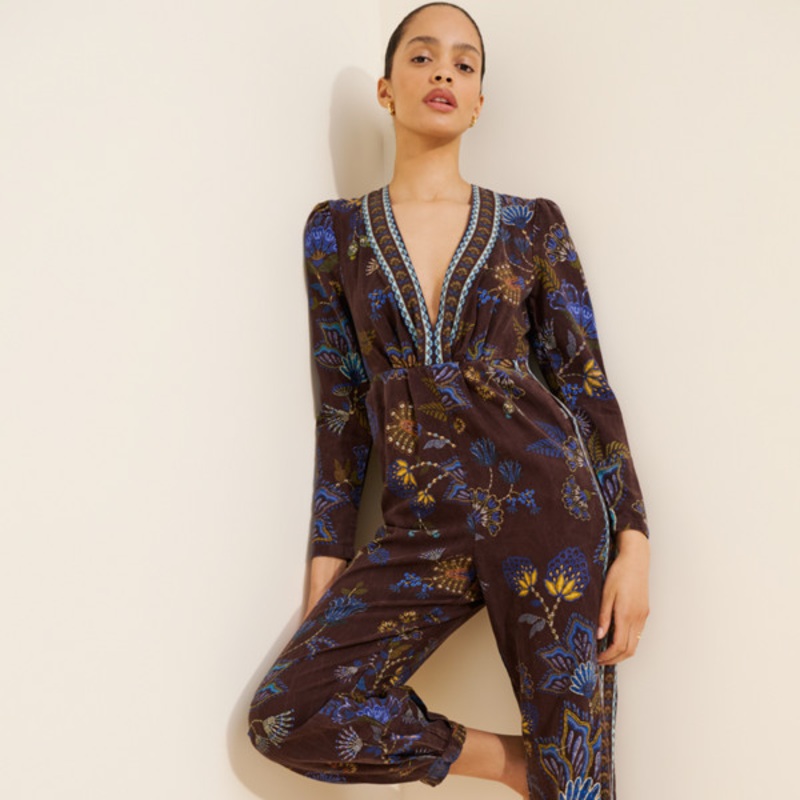 Embroidered Garden V-Neck Jumpsuit