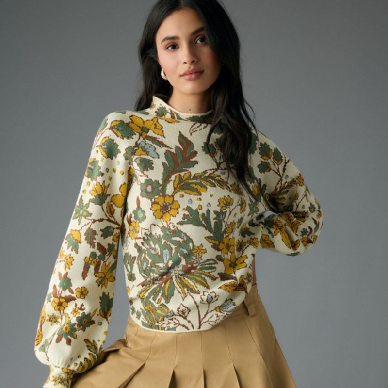 Floral Mock Neck Sweater