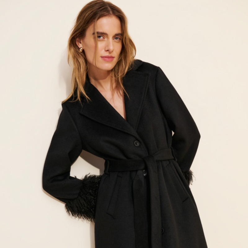 Loxley Longline Faux-Fur Cuff Coat