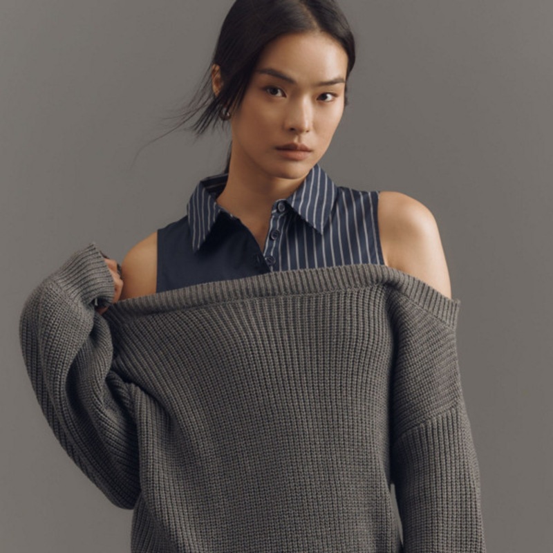 Mixed Media Cutout Pullover