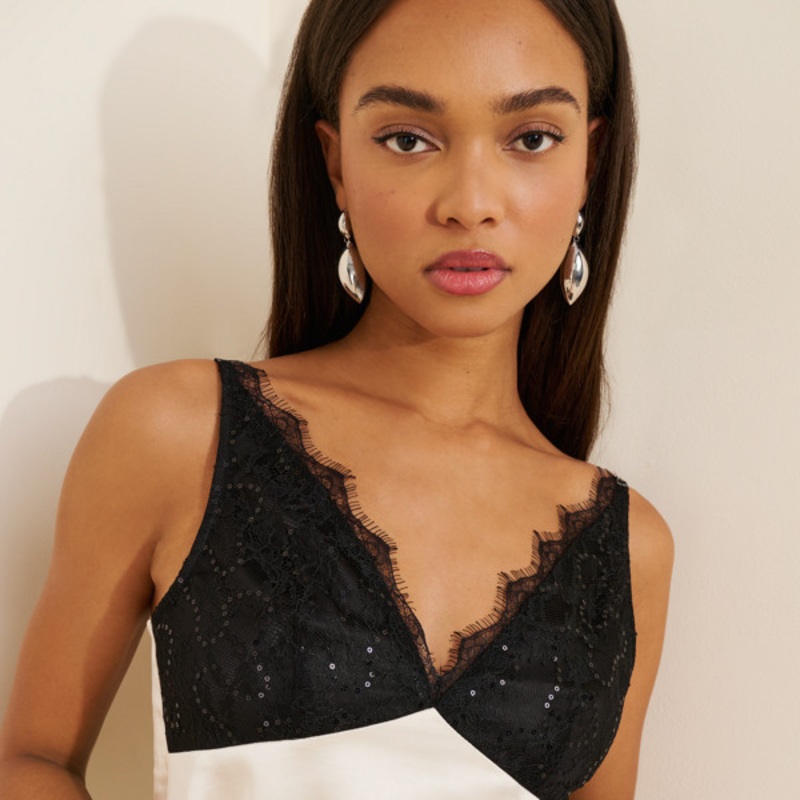 Silky Plunging Sequin Tank