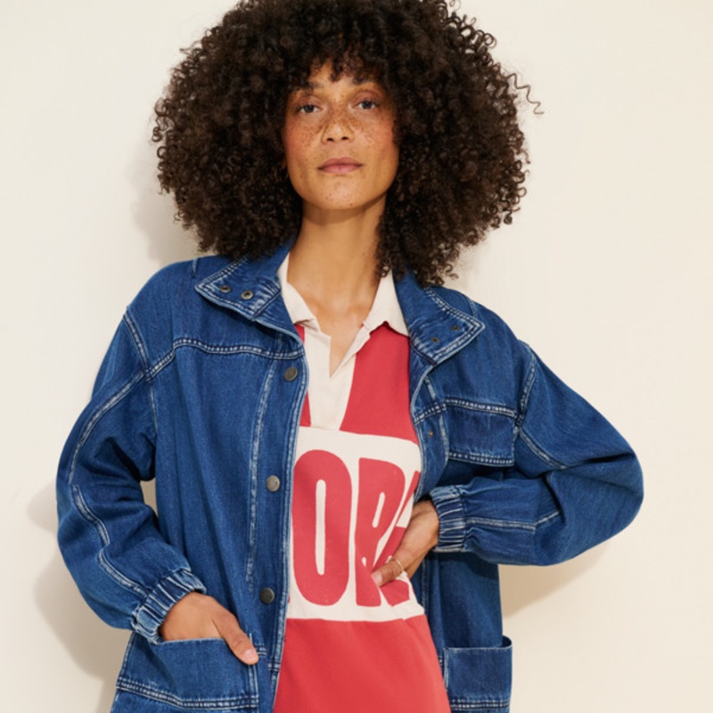 Utility Denim Long Chore Jacket