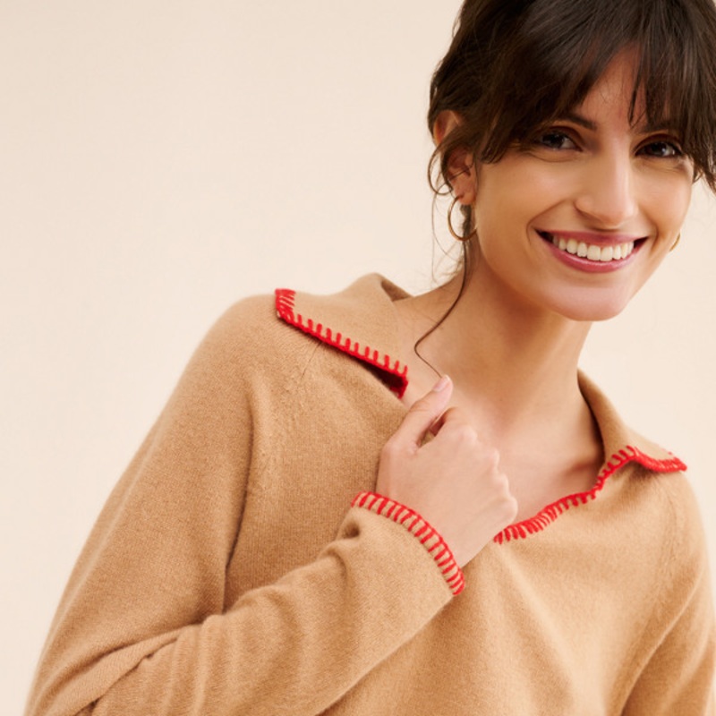 Cashmere Whipstitch Pullover Sweater