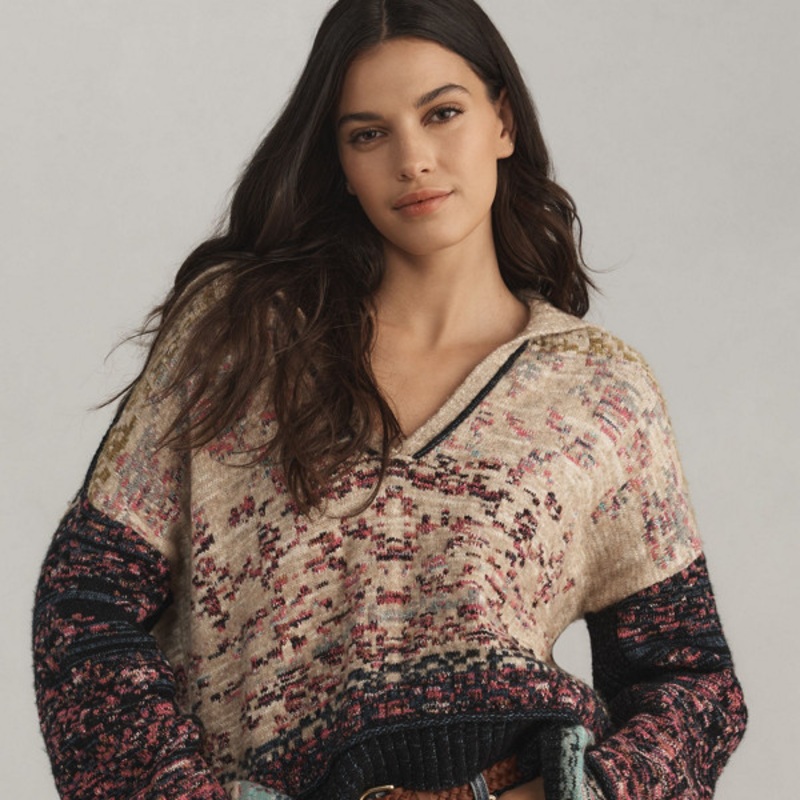 Collared V-Neck Novelty Sweater