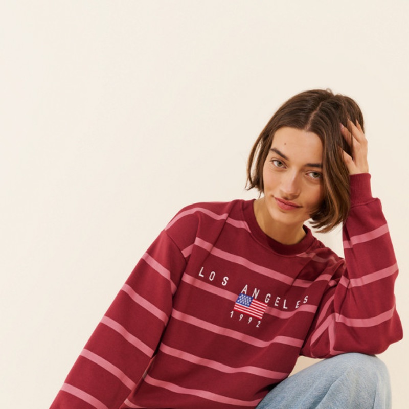 Multi Stripe LA Embroidered Sweatshirt