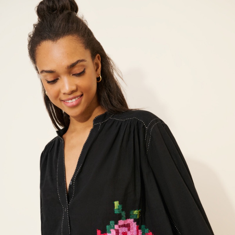 Floral Pieced Buttondown