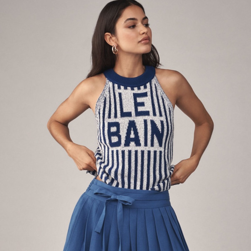 Bow Front Pleated Knee-Length Skirt