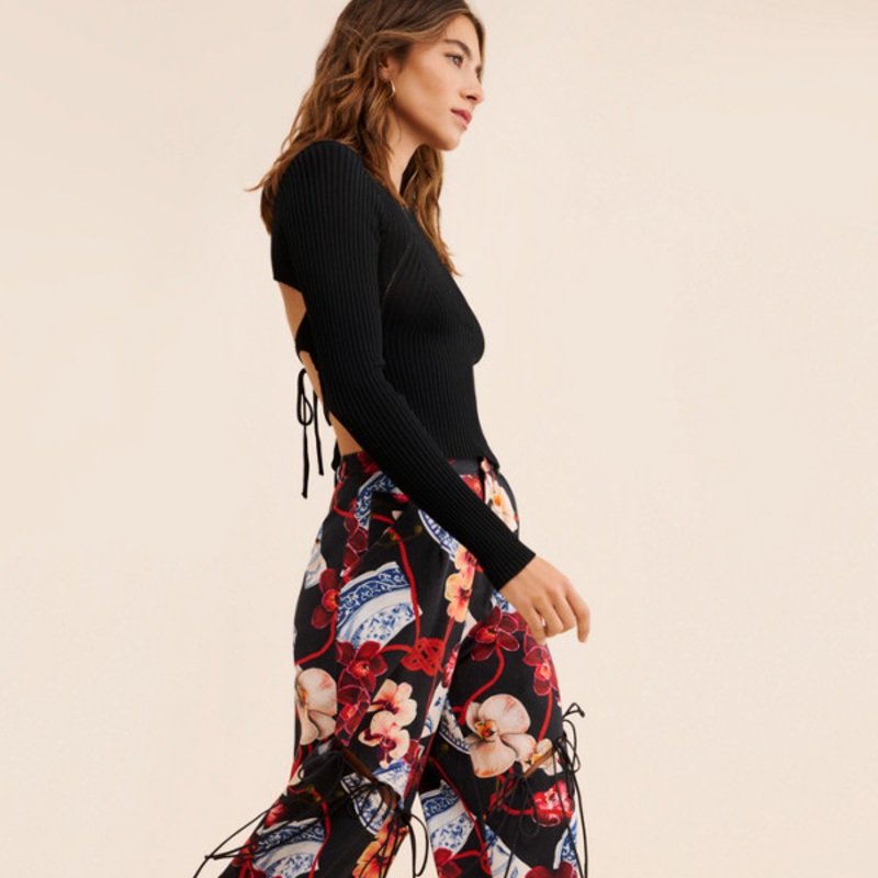 Twig Cutout Wide Leg Pants
