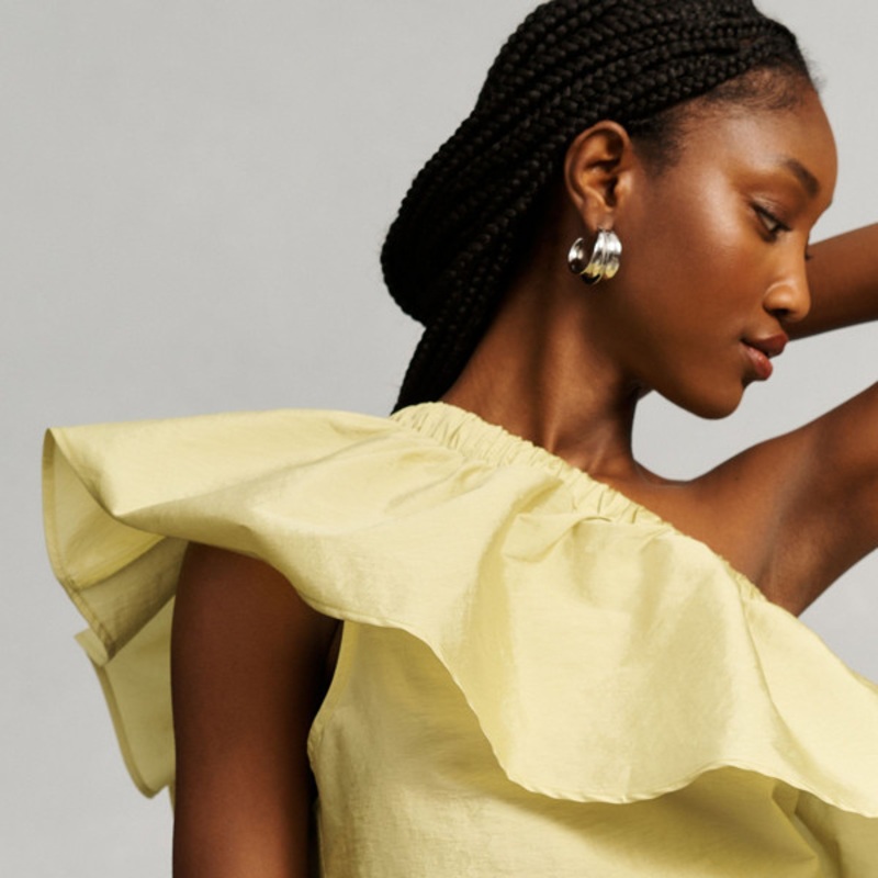 Ruffled One-Shoulder Blouse