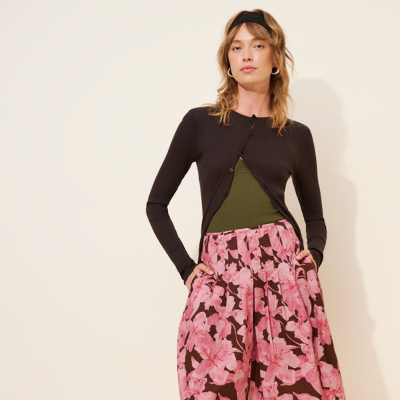 Full Floral Knee-Length Skirt