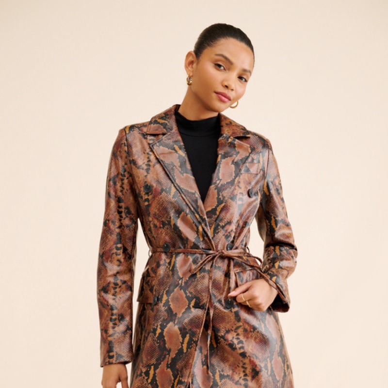 Vegan Snakeskin Trench Coat