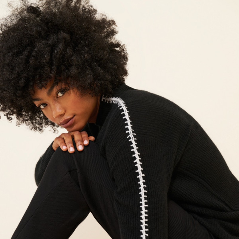 Whipstitch Cashmere Pullover Sweater