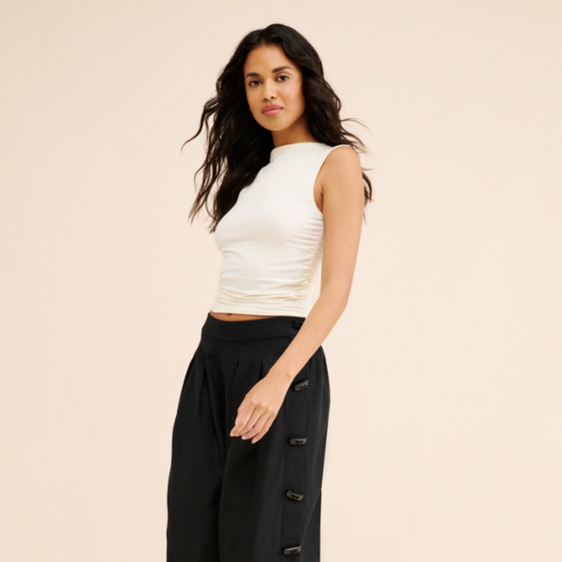 Wide Leg Button Pants