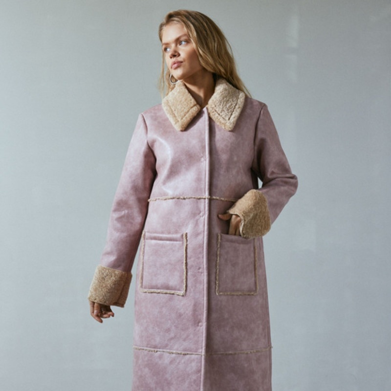 Delilah Faux Fur Trim Longline Coat