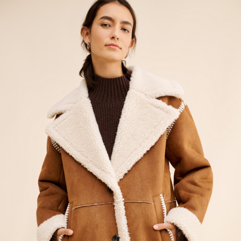 Faux-Shearling Lined Coat