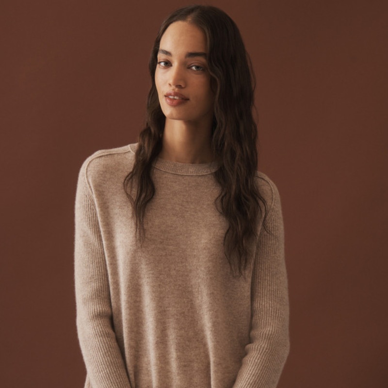 Crew-Neck Cashmere Swing Sweater