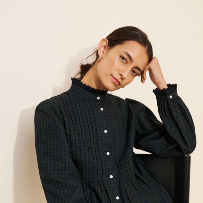 Ruffle High-Neck Blouse